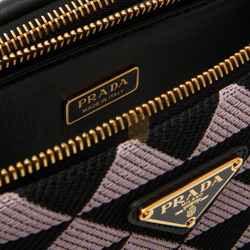 PRADA TRIANGULAR COLORBLOCK JACQUARD SHOULDER BAG 1BC176 (25*23*5cm)